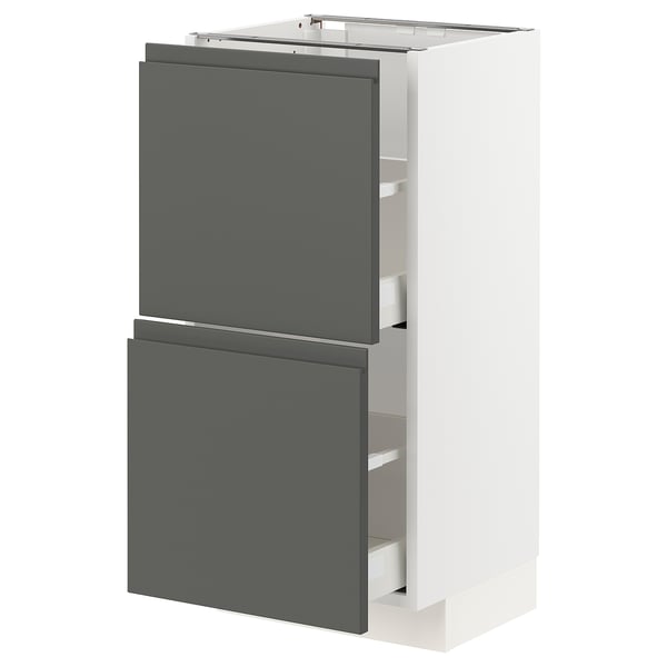 METOD / MAXIMERA base cabinet with 2 drawers, white/Voxtorp dark grey, 40x37 cm