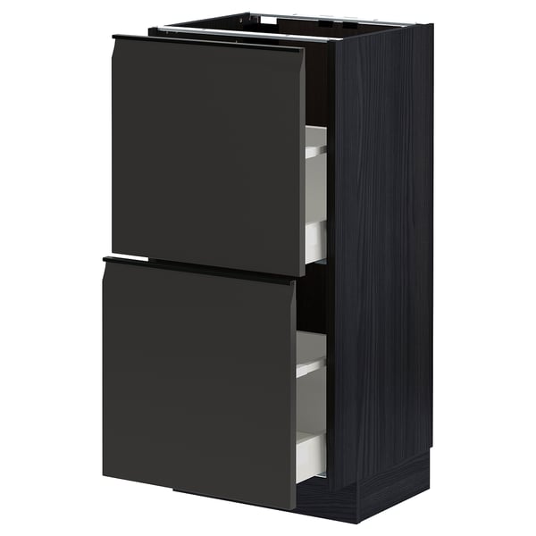 METOD / MAXIMERA base cabinet with 2 drawers, black/Upplöv matt anthracite, 40x37 cm
