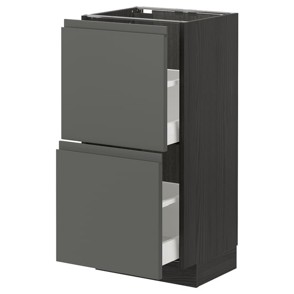 METOD / MAXIMERA base cabinet with 2 drawers, black/Voxtorp dark grey, 40x37 cm
