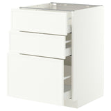 METOD / MAXIMERA base cabinet with 3 drawers, white/Aspudden matt white, 60x60 cm