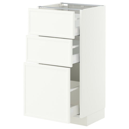 METOD / MAXIMERA base cabinet with 3 drawers, white/Aspudden matt white, 40x37 cm