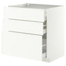 METOD / MAXIMERA base cabinet with 3 drawers, white/Aspudden matt white, 80x60 cm