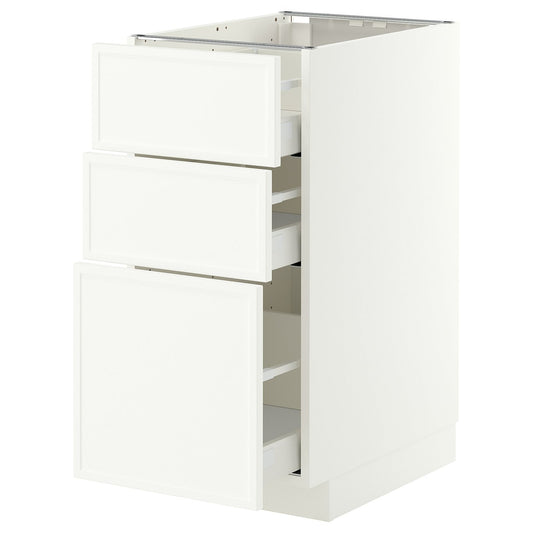 METOD / MAXIMERA base cabinet with 3 drawers, white/Aspudden matt white, 40x60 cm
