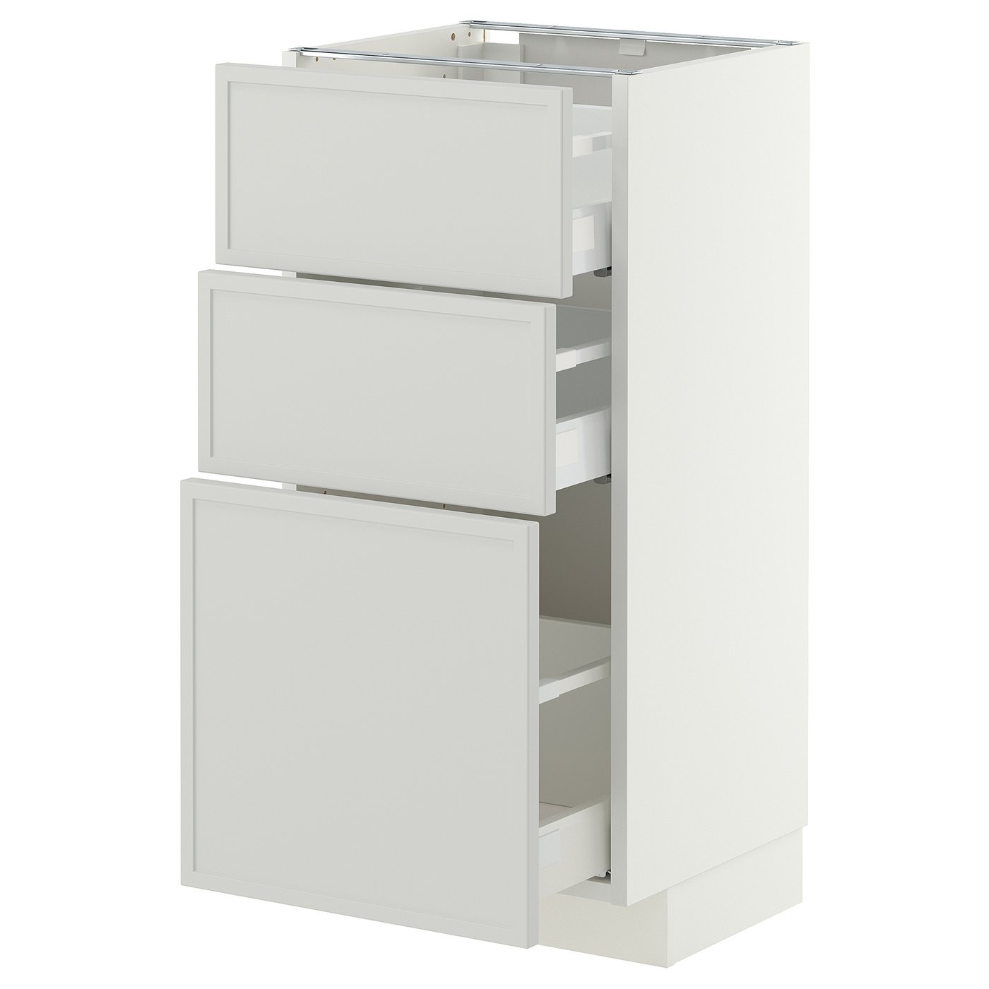 METOD / MAXIMERA base cabinet with 3 drawers, white/Aspudden light grey, 40x37 cm