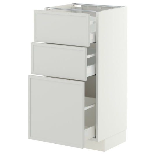 METOD / MAXIMERA base cabinet with 3 drawers, white/Aspudden light grey, 40x37 cm