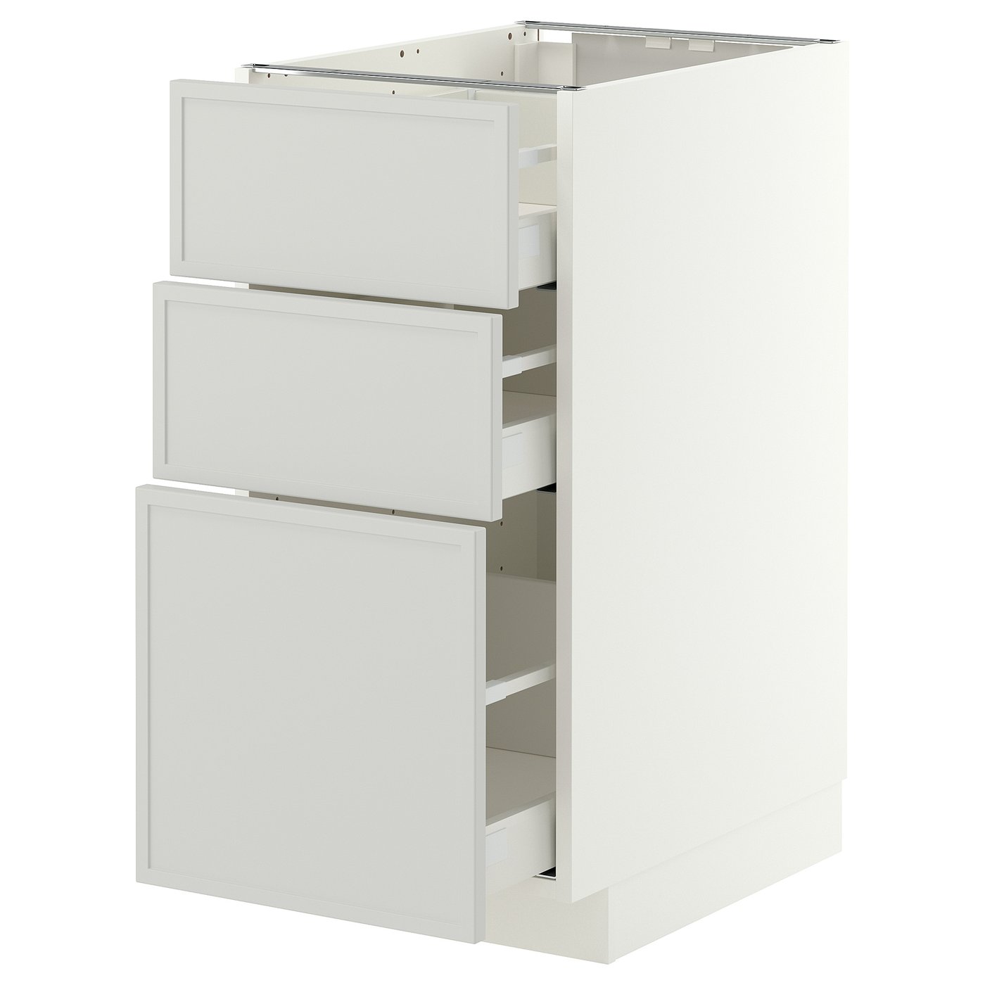 METOD / MAXIMERA base cabinet with 3 drawers, white/Aspudden light grey, 40x60 cm