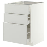 METOD / MAXIMERA base cabinet with 3 drawers, white/Aspudden light grey, 60x60 cm