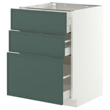 METOD / MAXIMERA base cabinet with 3 drawers, white/Aspudden dark grey-green, 60x60 cm