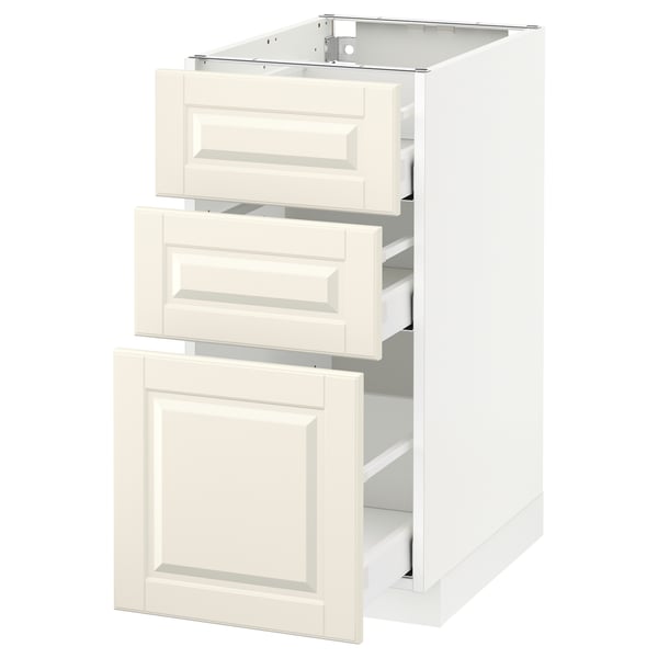 METOD / MAXIMERA - METOD / MAXIMERA Base cabinet with 3 drawers, white/Bodbyn off-white, 40x60 cm