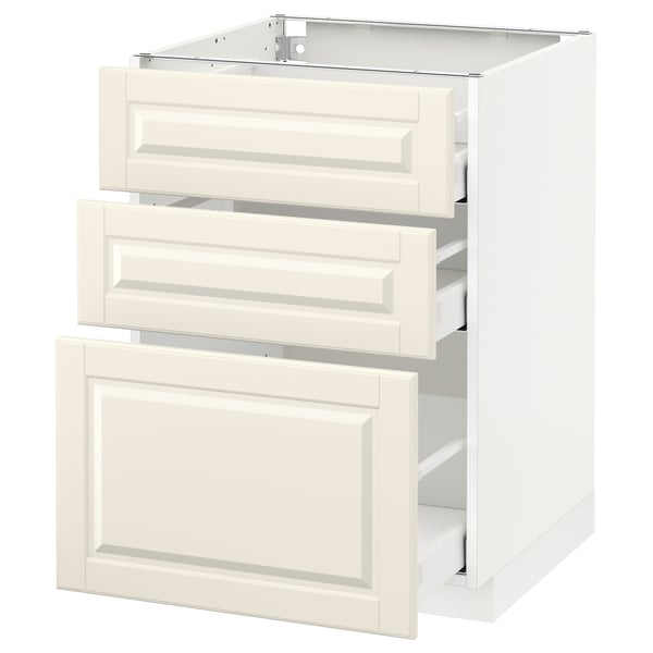 METOD / MAXIMERA - METOD / MAXIMERA Base cabinet with 3 drawers, white/Bodbyn off-white, 60x60 cm
