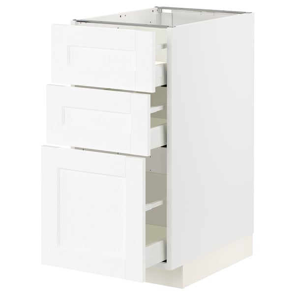 METOD / MAXIMERA - METOD / MAXIMERA Base cabinet with 3 drawers, white Enköping/white wood effect, 40x60 cm