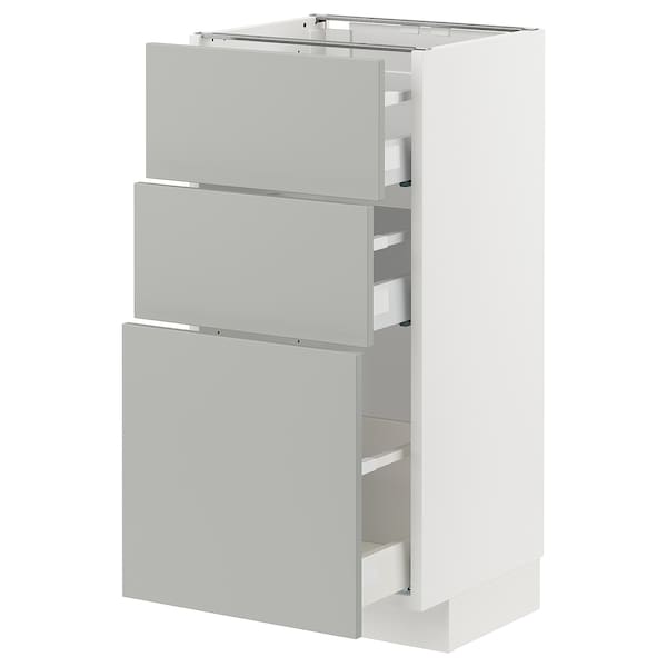 Ikea METOD / MAXIMERA - Base cabinet with 3 drawers, white/Havstorp light grey, 40x37 cm