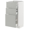 METOD / MAXIMERA base cabinet with 3 drawers, white/Havstorp light grey, 40x37 cm