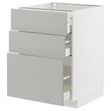 METOD / MAXIMERA base cabinet with 3 drawers, white/Havstorp light grey, 60x60 cm