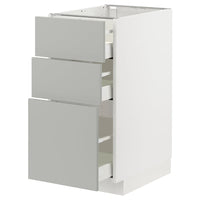 METOD / MAXIMERA - Base unit with 3 drawers, white/Havstorp light grey,40x60 cm