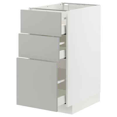 METOD / MAXIMERA - Mobile base con 3 cassetti, bianco/Havstorp grigio chiaro,40x60 cm