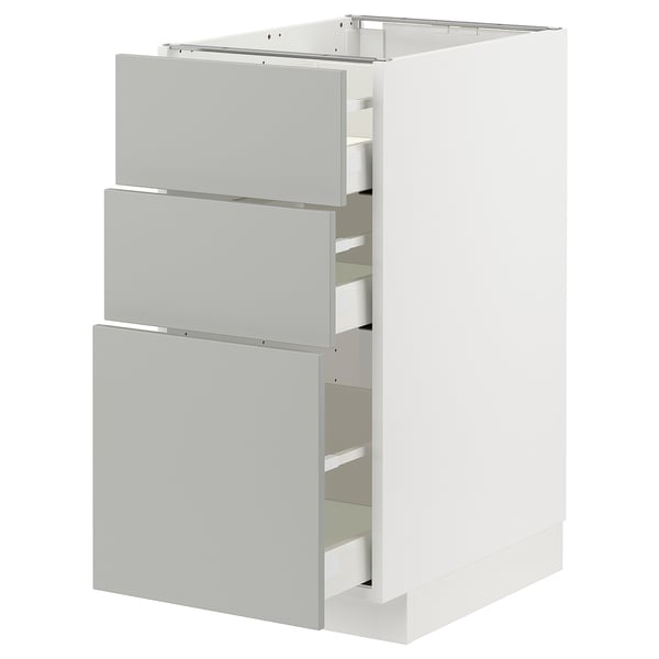 METOD / MAXIMERA base cabinet with 3 drawers, white/Havstorp light grey, 40x60 cm