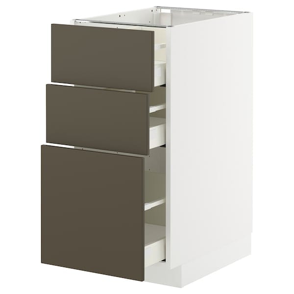 Ikea METOD / MAXIMERA - Base cabinet with 3 drawers, white/Havstorp brown-beige, 40x60 cm