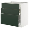 METOD / MAXIMERA base cabinet with 3 drawers, white/Havstorp deep green, 80x60 cm