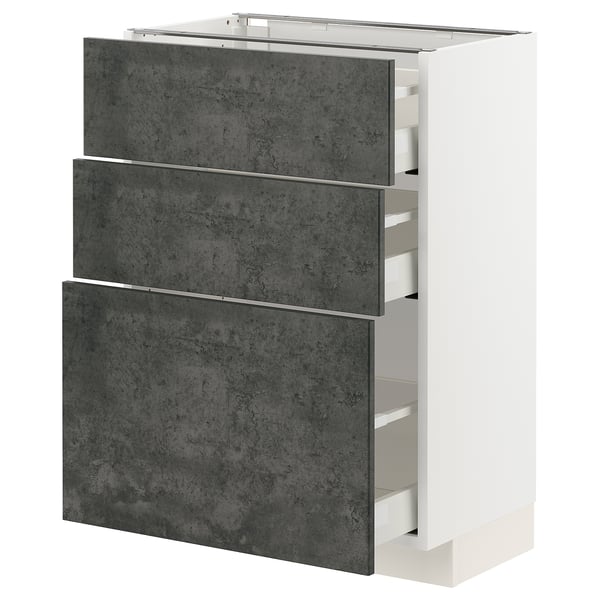 METOD / MAXIMERA - Base cabinet with 3 drawers , 60x37 cm