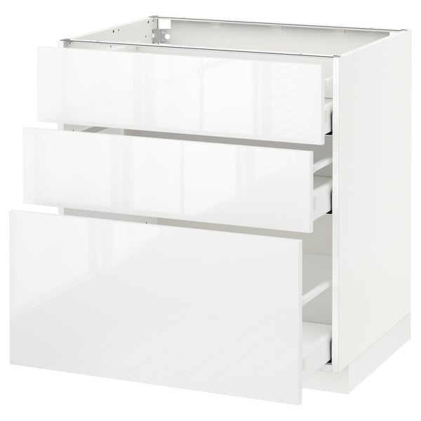 METOD / MAXIMERA base cabinet with 3 drawers, white/Ringhult white, 80x60 cm
