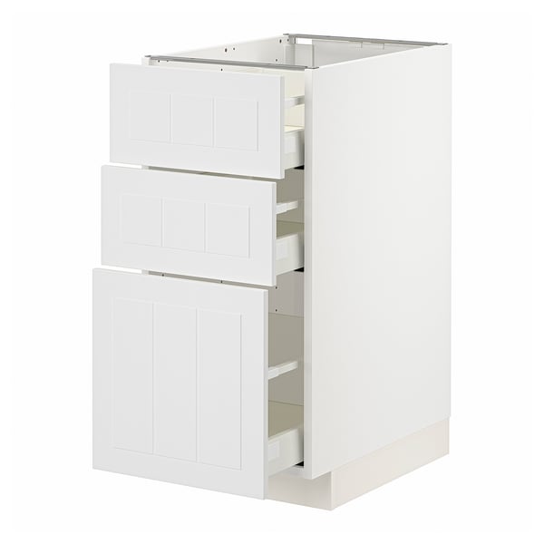 METOD / MAXIMERA - METOD / MAXIMERA Base cabinet with 3 drawers, white/Stensund white, 40x60 cm
