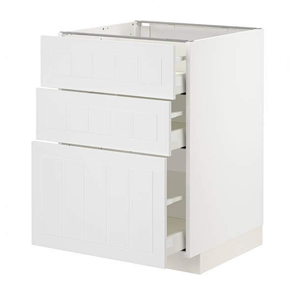 METOD / MAXIMERA base cabinet with 3 drawers, white/Stensund white, 60x60 cm