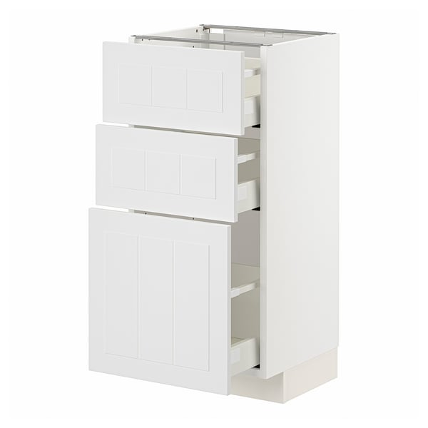 METOD / MAXIMERA base cabinet with 3 drawers, white/Stensund white, 40x37 cm