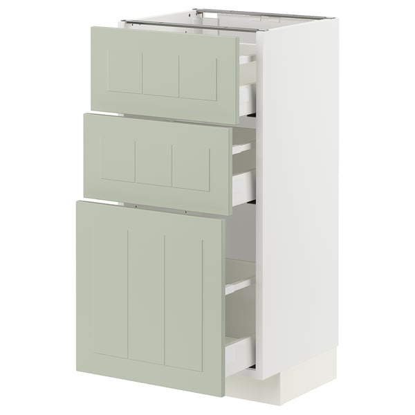 METOD / MAXIMERA - METOD / MAXIMERA Base cabinet with 3 drawers, white/Stensund light green, 40x37 cm