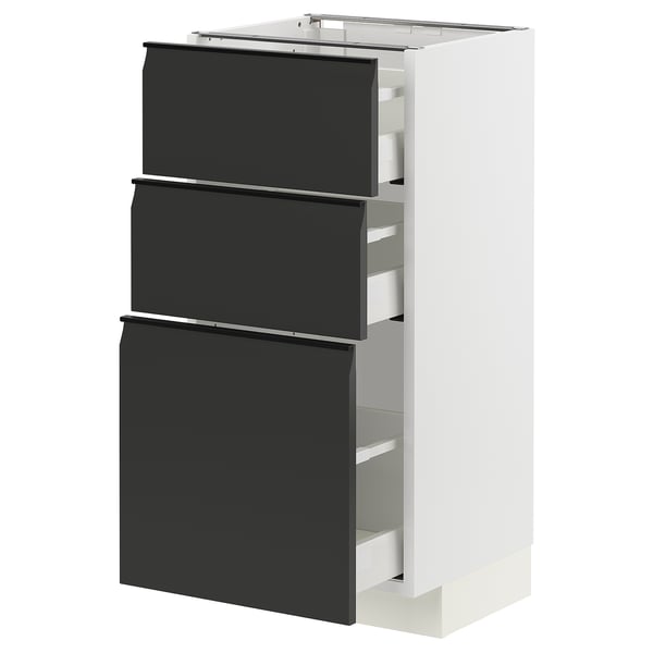 METOD / MAXIMERA base cabinet with 3 drawers, white/Upplöv matt anthracite, 40x37 cm
