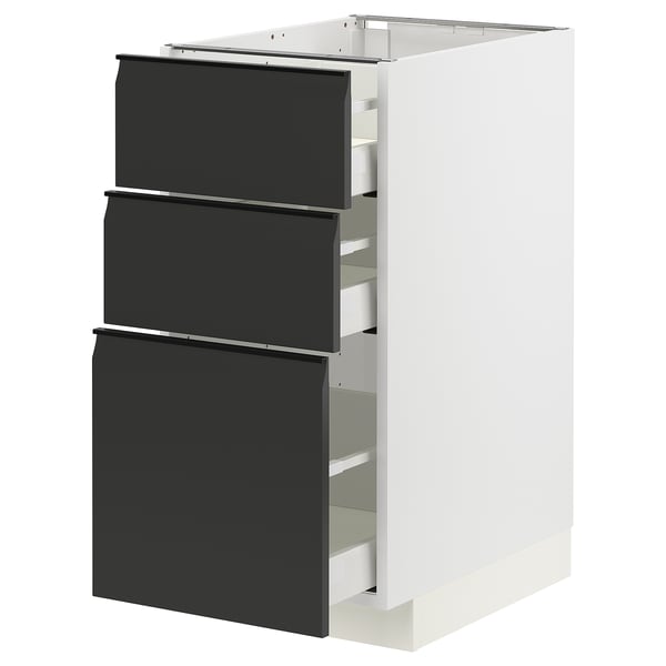 METOD / MAXIMERA - METOD / MAXIMERA Base cabinet with 3 drawers, white/Upplöv matt anthracite, 40x60 cm