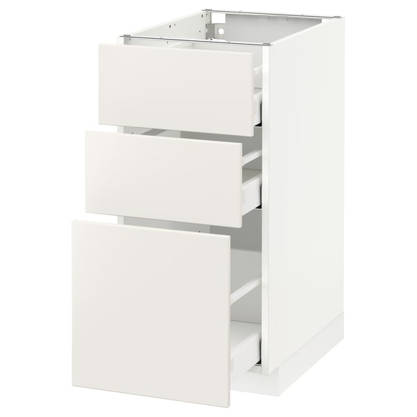 METOD / MAXIMERA - METOD / MAXIMERA Base cabinet with 3 drawers, white/Veddinge white, 40x60 cm
