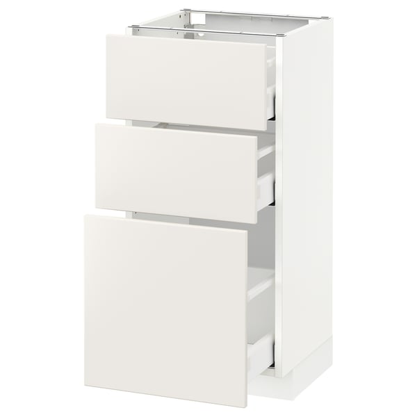 METOD / MAXIMERA base cabinet with 3 drawers, white/Veddinge white, 40x37 cm