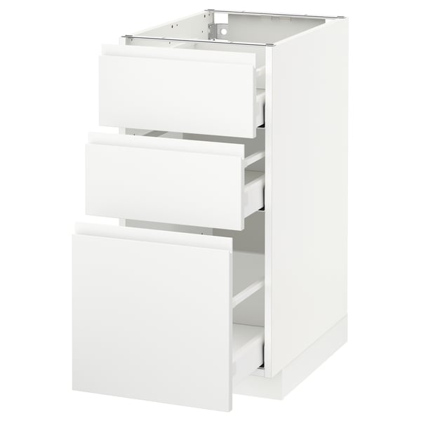 METOD / MAXIMERA - METOD / MAXIMERA Base cabinet with 3 drawers, white/Voxtorp matt white, 40x60 cm