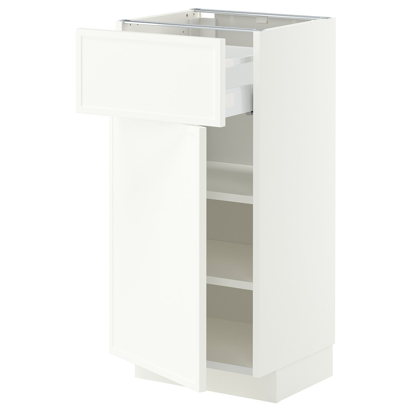 METOD / MAXIMERA base cabinet with drawer/door, white/Aspudden matt white, 40x37 cm