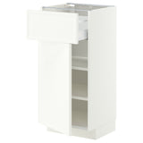 METOD / MAXIMERA base cabinet with drawer/door, white/Aspudden matt white, 40x37 cm