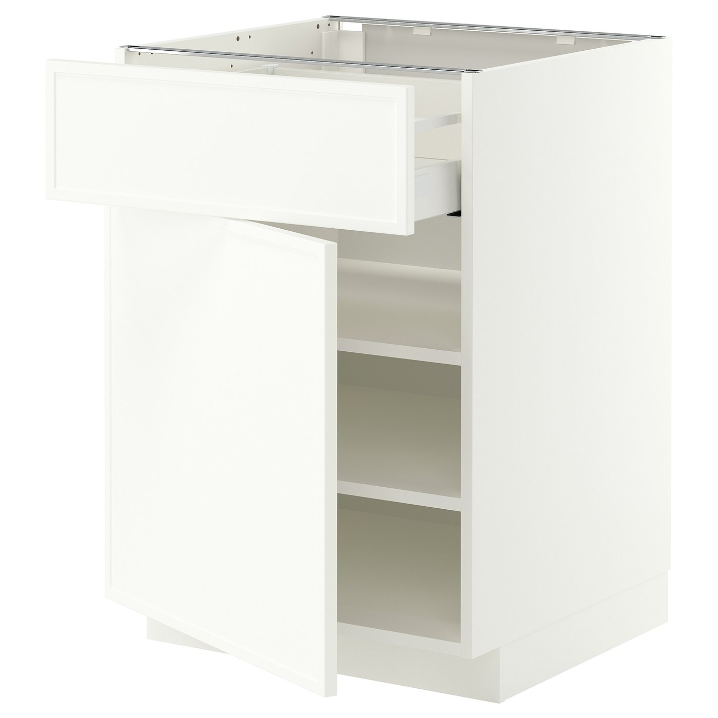 METOD / MAXIMERA base cabinet with drawer/door, white/Aspudden matt white, 60x60 cm