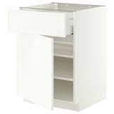 METOD / MAXIMERA base cabinet with drawer/door, white/Aspudden matt white, 60x60 cm