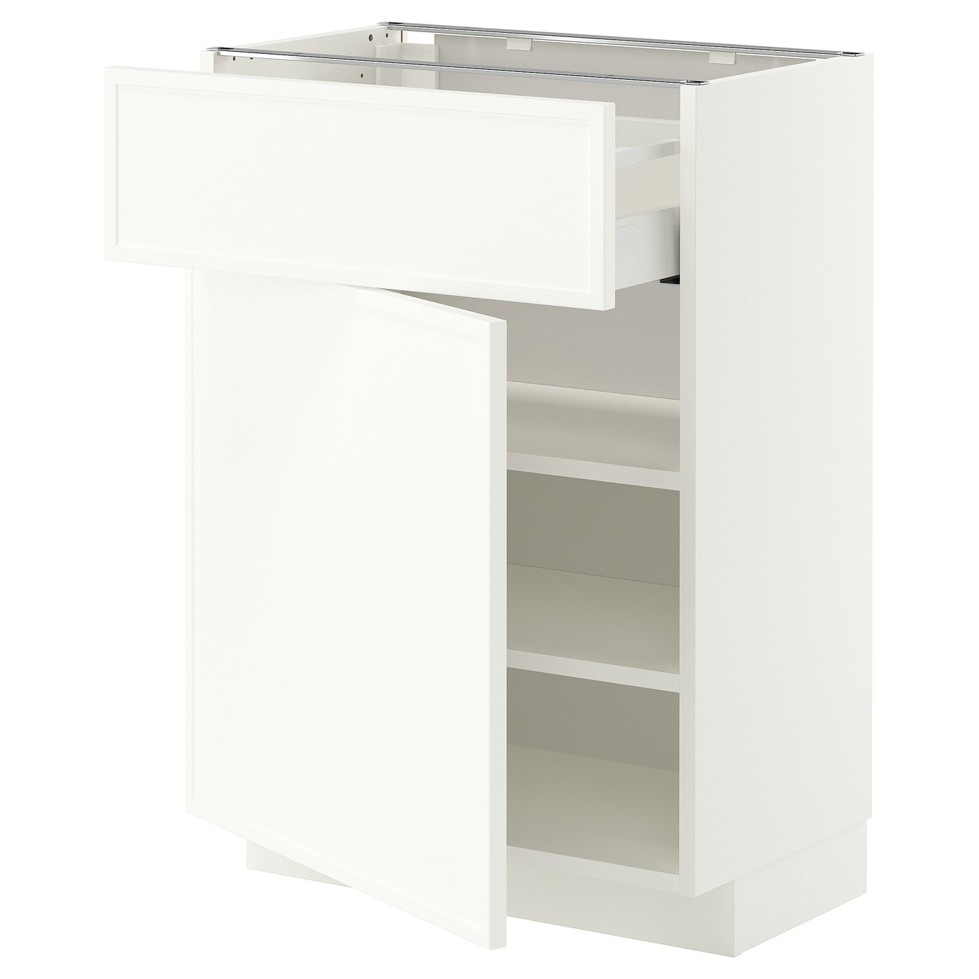 METOD / MAXIMERA base cabinet with drawer/door, white/Aspudden matt white, 60x37 cm