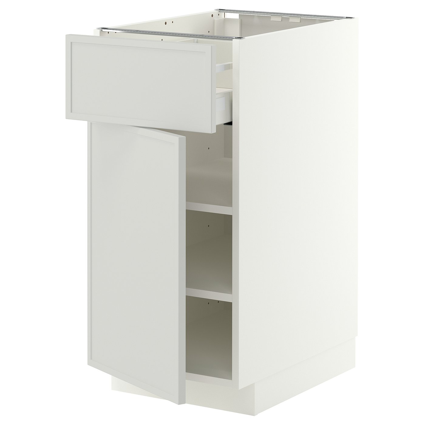 METOD / MAXIMERA base cabinet with drawer/door, white/Aspudden light grey, 40x60 cm