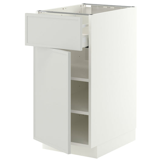 METOD / MAXIMERA base cabinet with drawer/door, white/Aspudden light grey, 40x60 cm