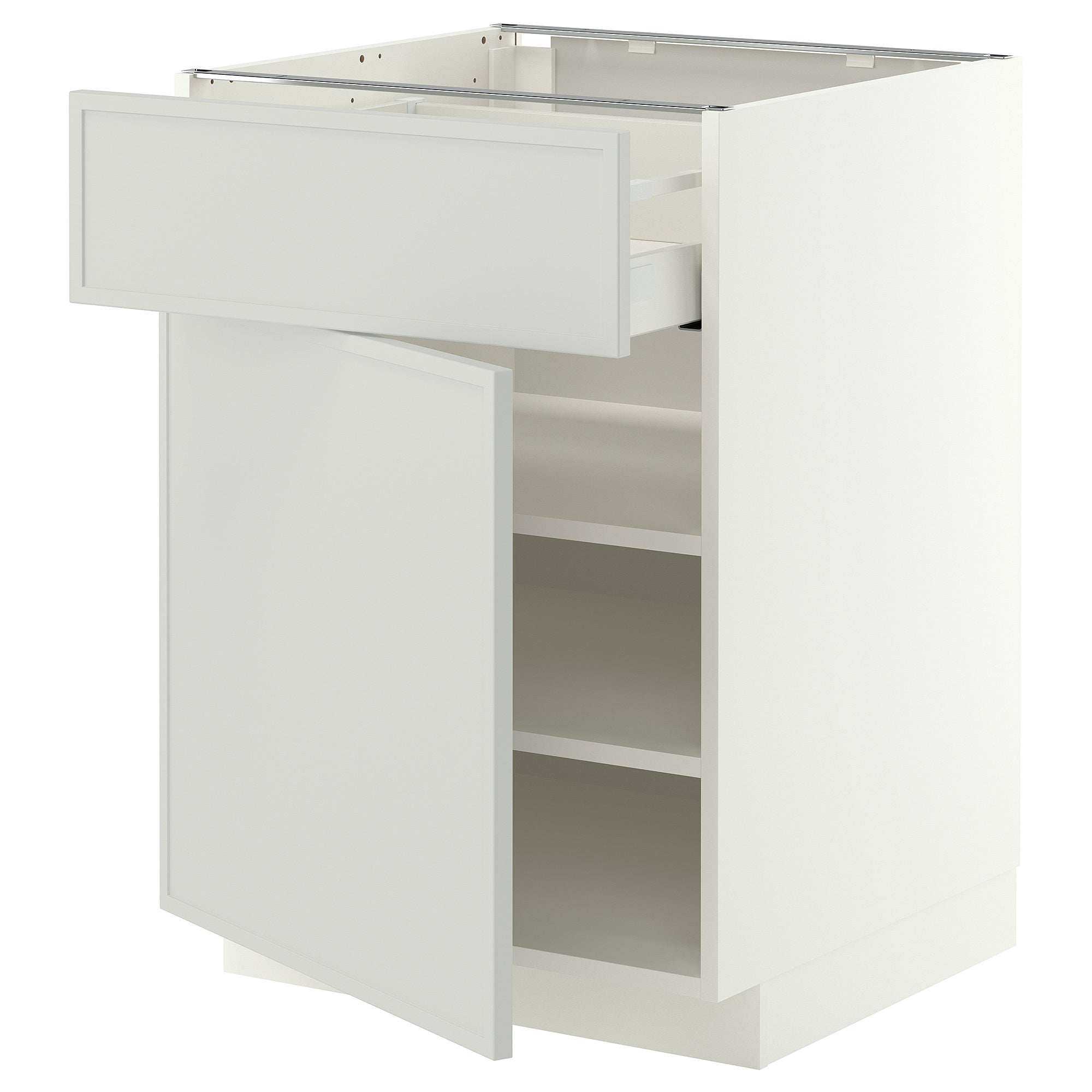 METOD / MAXIMERA base cabinet with drawer/door, white/Aspudden light grey, 60x60 cm