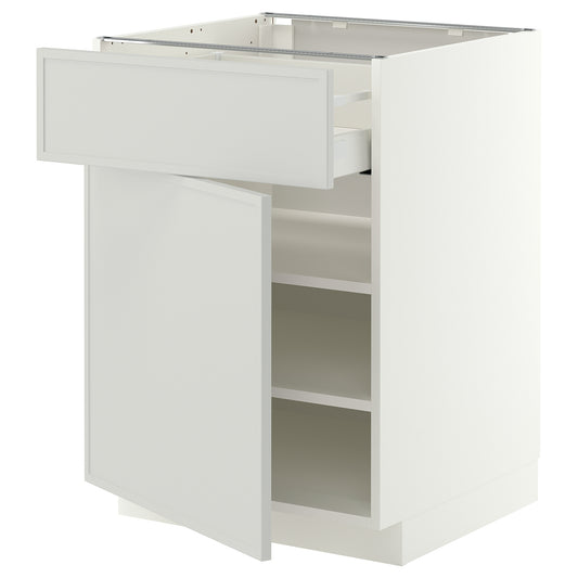METOD / MAXIMERA base cabinet with drawer/door, white/Aspudden light grey, 60x60 cm