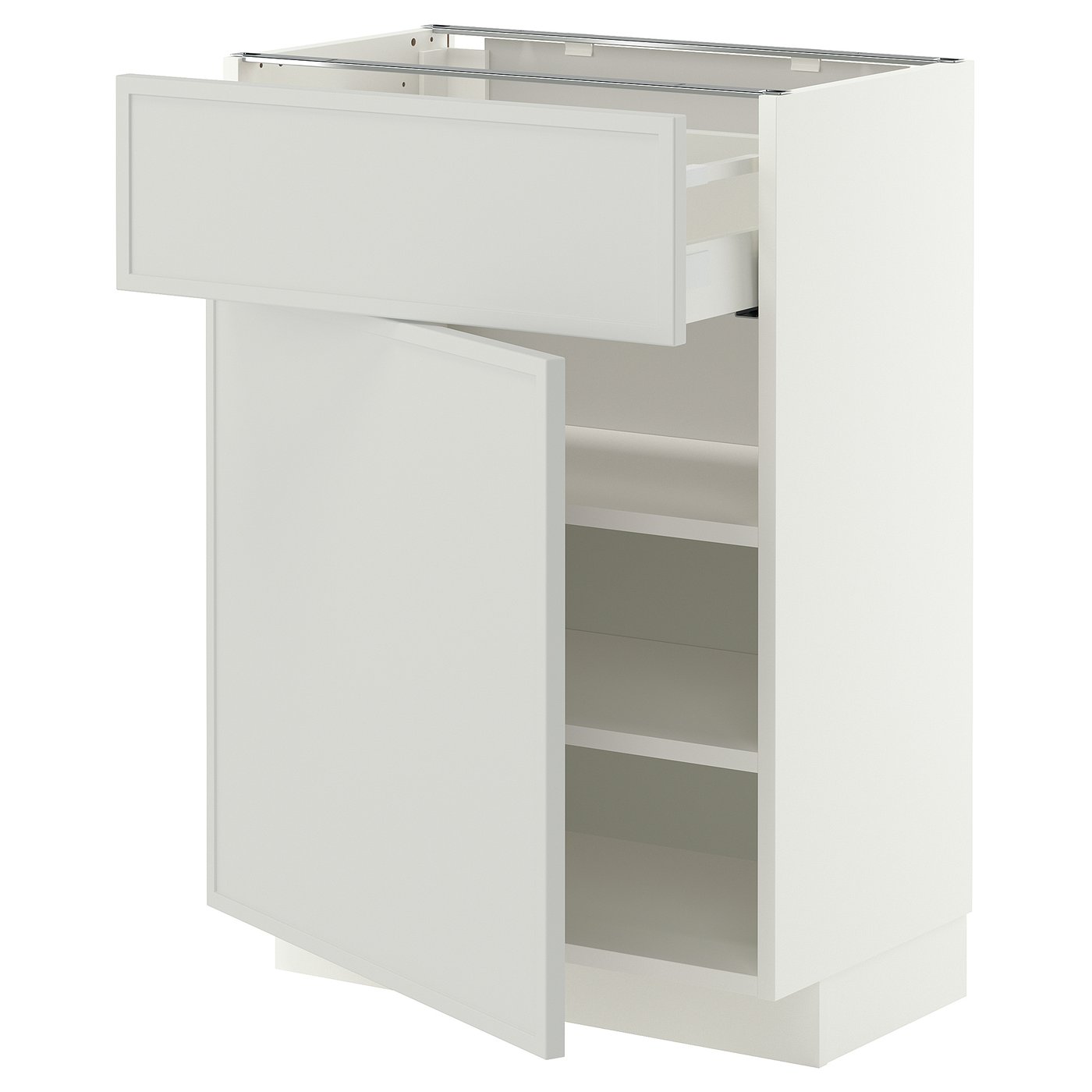 METOD / MAXIMERA base cabinet with drawer/door, white/Aspudden light grey, 60x37 cm