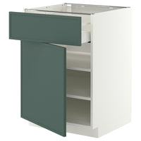 METOD / MAXIMERA base cabinet with drawer/door, white/Aspudden dark grey-green, 60x60 cm