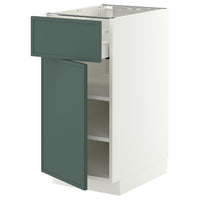 METOD / MAXIMERA base cabinet with drawer/door, white/Aspudden dark grey-green, 40x60 cm