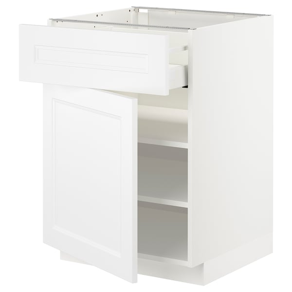 METOD / MAXIMERA base cabinet with drawer/door, white/Axstad matt white, 60x60 cm