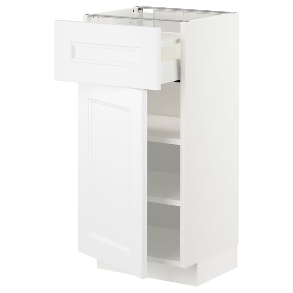 METOD / MAXIMERA base cabinet with drawer/door, white/Axstad matt white, 40x37 cm