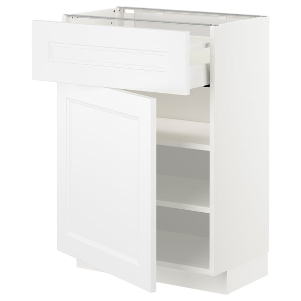 METOD / MAXIMERA base cabinet with drawer/door, white/Axstad matt white, 60x37 cm