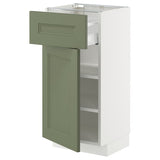 METOD / MAXIMERA base cabinet with drawer/door, white/Axstad grey-green, 40x37 cm
